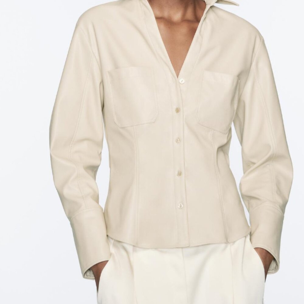 Zara SLIM FIT FAUX LEATHER SHIRT